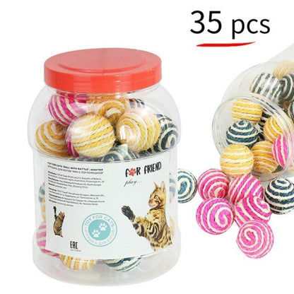 1Set Fun Rainbow Ball Cat Toy Colorful Ball Interactive Pet Kitten Scratch Natural Foam Ball Training Pet Supplies Product-2