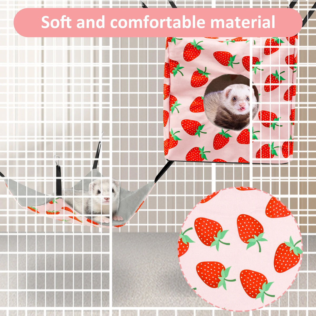 4Pcs Hamster Hammock Set Polyester Ferret Rat Hammock Set Soft