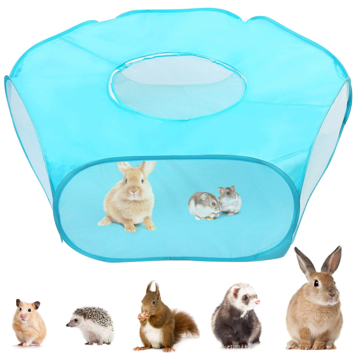 Prime Pets Small Animal Playpen Guinea Pig Playpen Foldable Hamster Cage Tent with Zipper Cover Waterproof Play Yard Fence for Hamster Rabbit Kitten Indoor Small Pet Exercise Pen